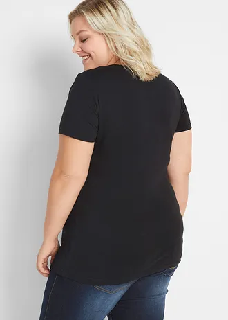 2-in-1 zwangerschapsshirt / voedingsshirt (set van 2), Kleur: zwart+zwart