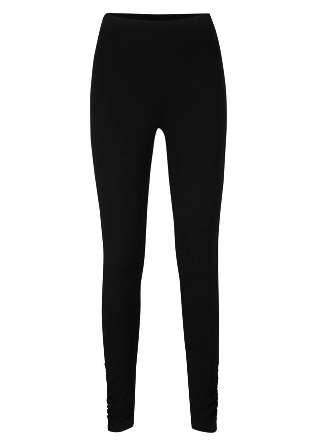 Katoenen legging met brede comfortband, Kleur: zwart