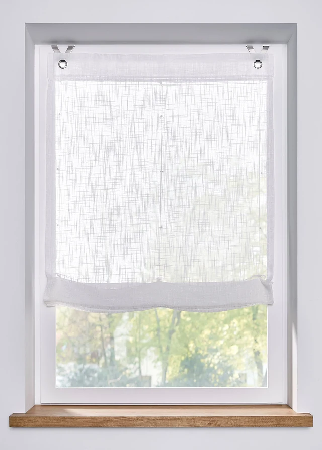 Store bateau aspect lin, Couleur: blanc