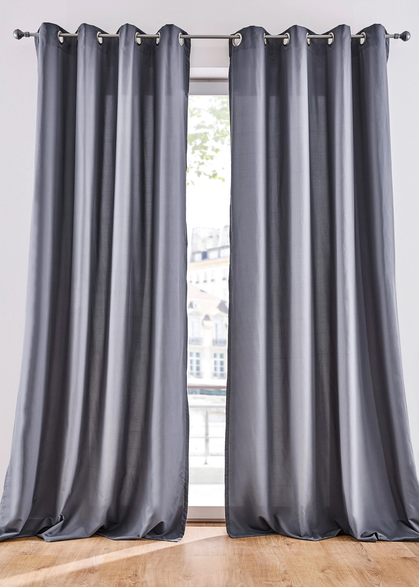 Gordijnen van microvezel (2 stuks) • antraciet • bonprix online shop