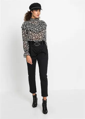 Pantalon à pinces en coton extensible • noir • Boutique bonprix