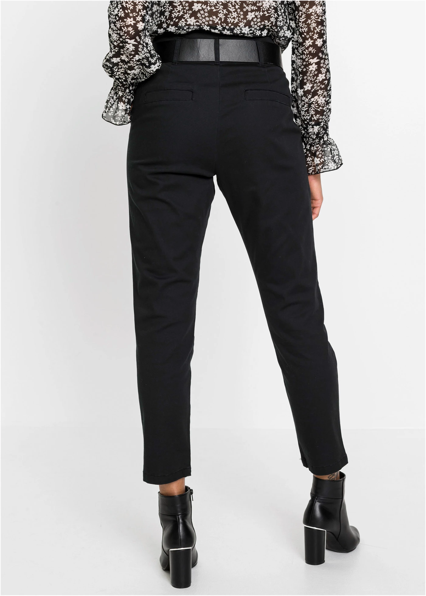 Pantalon à pinces en coton extensible • noir • Boutique bonprix