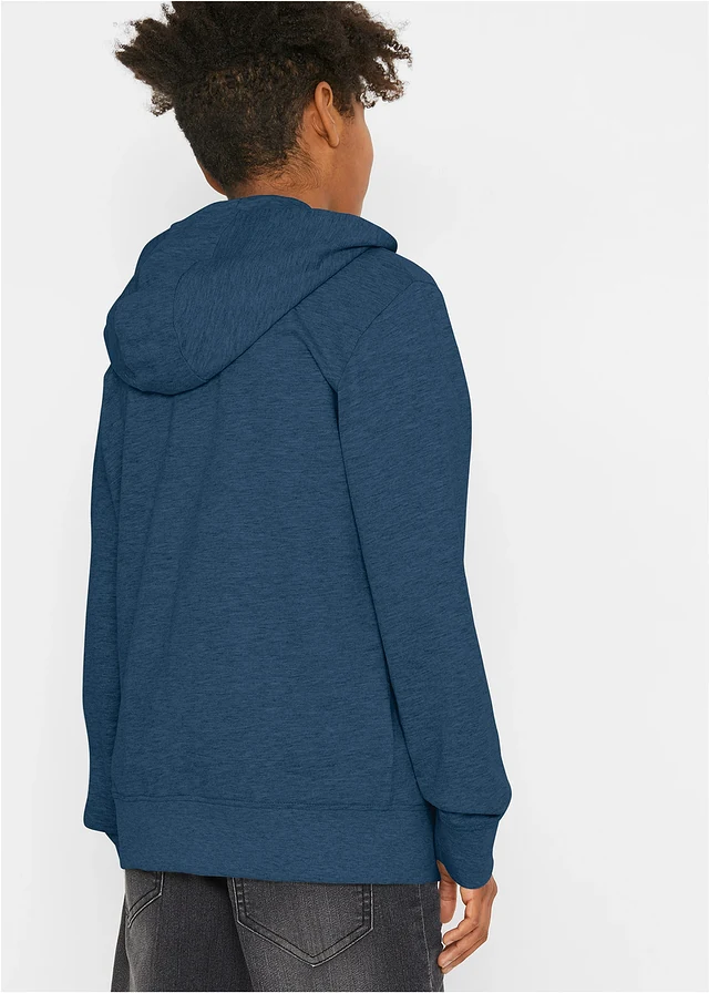Sweat zippé à capuche, 100% coton, Couleur: bleu foncé