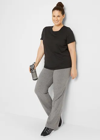 Lot de 2 pantalons de sport, bootcut, Couleur: gris chiné+noir