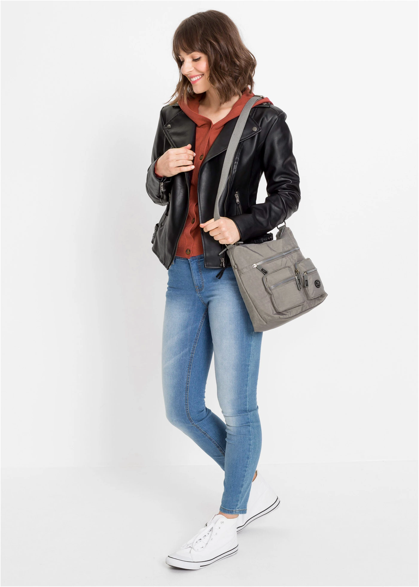 Kabelka Crossbody s vonkajším vreckom • sivá • obchod bonprix