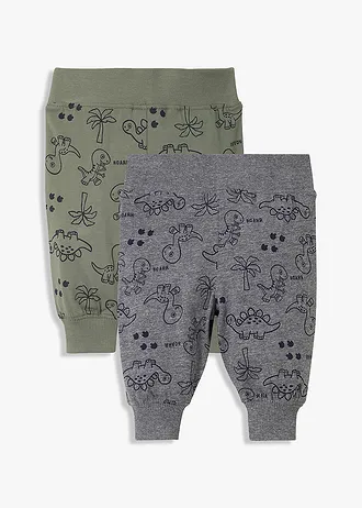 Baby shirtbroek van biologisch katoen (set van 2) • olijfgroen+grijs gemêleerd gedessineerd • bonprix online shop