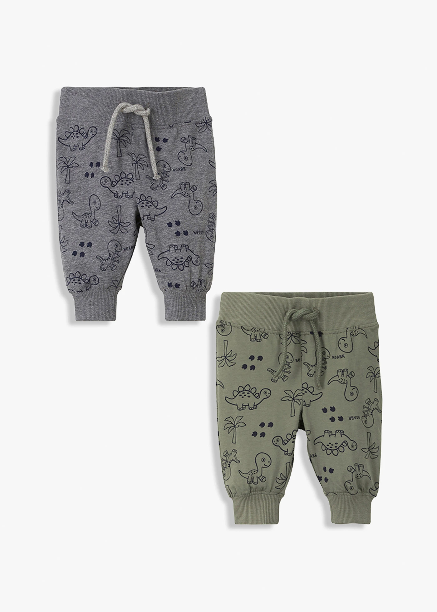 Baby shirtbroek van biologisch katoen (set van 2) • olijfgroen+grijs gemêleerd gedessineerd • bonprix online shop