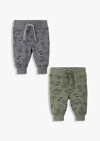 Baby shirtbroek van biologisch katoen (set van 2) • olijfgroen+grijs gemêleerd gedessineerd • bonprix online shop