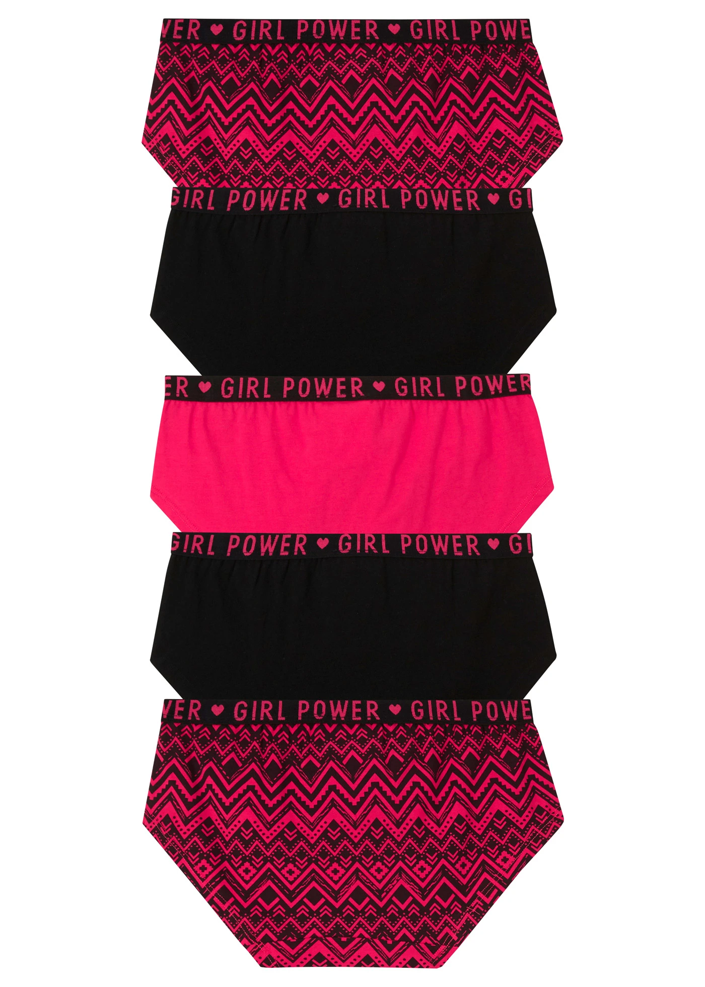 Lot de 5 shorties en coton doux et extensible • rose hibiscus-noir • Boutique bonprix