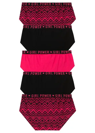 Lot de 5 shorties en coton doux et extensible • rose hibiscus-noir • Boutique bonprix