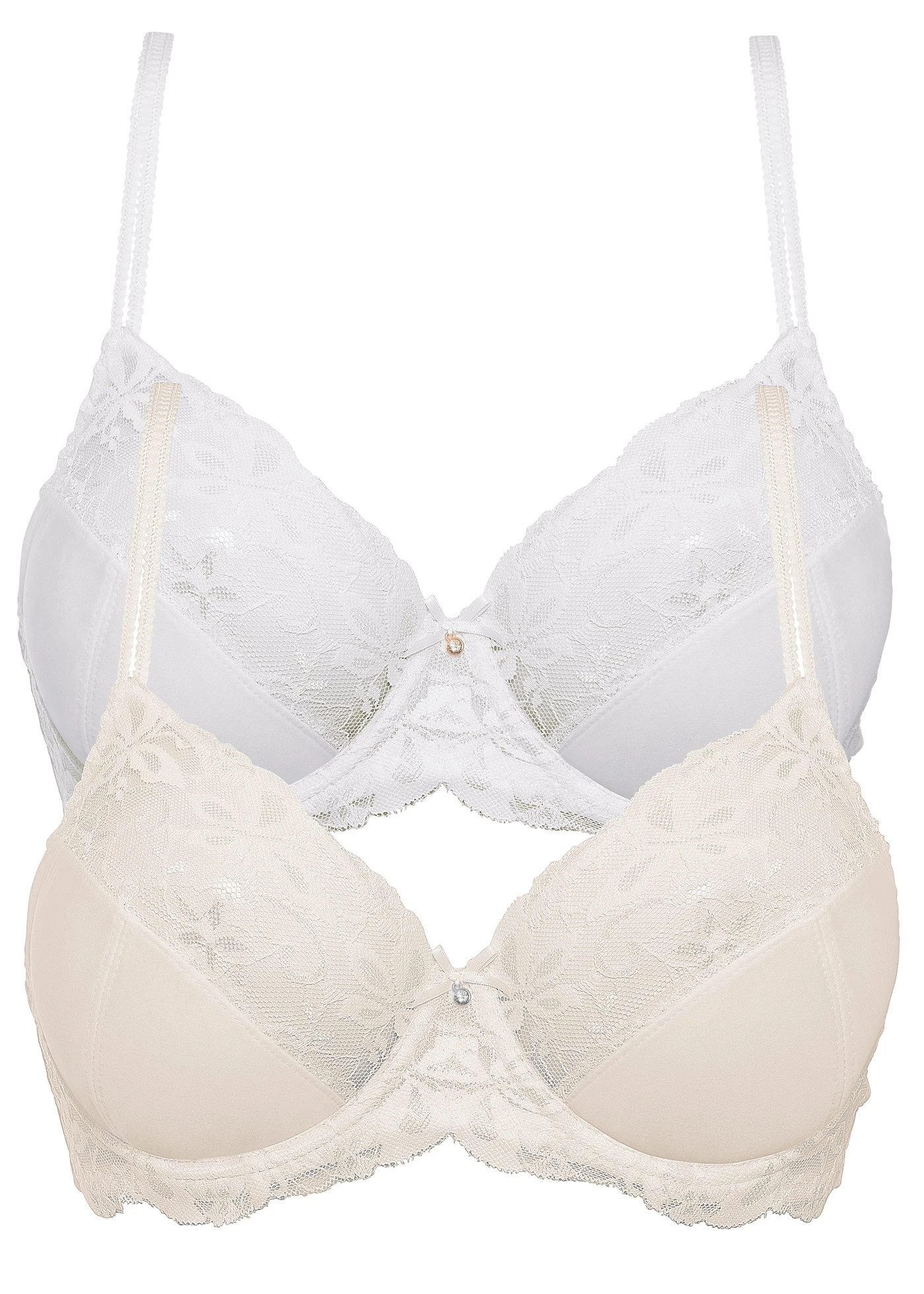 Beugel bh met fijn kant (set van 2) • wit+champagne • bonprix online shop