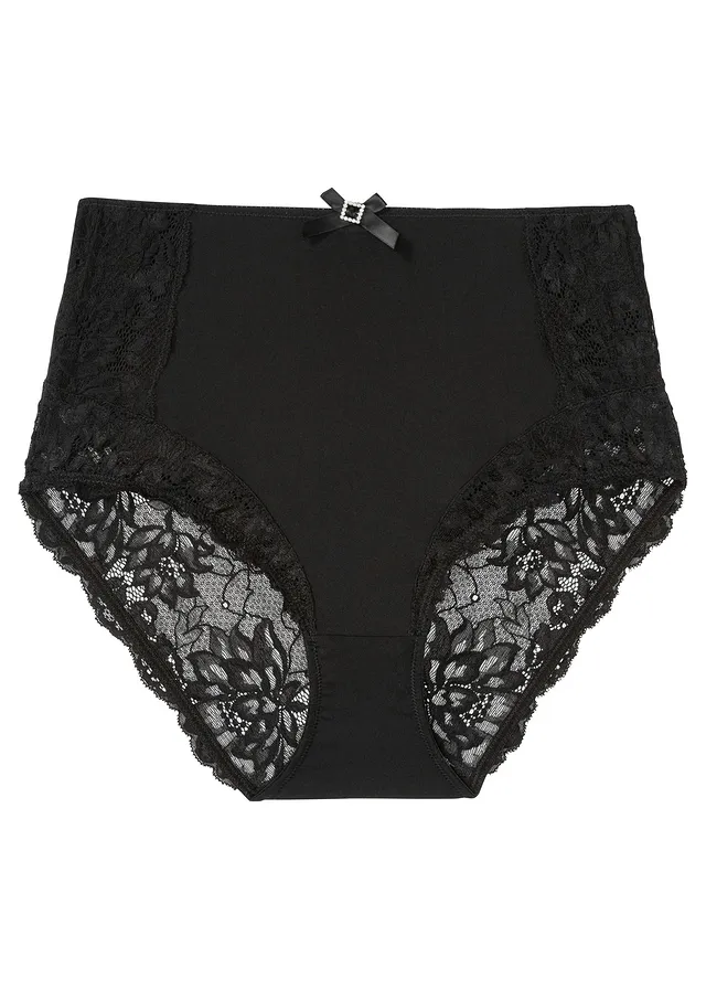 Vysoké kalhotky s jemnou krajkou • černá • bonprix obchod