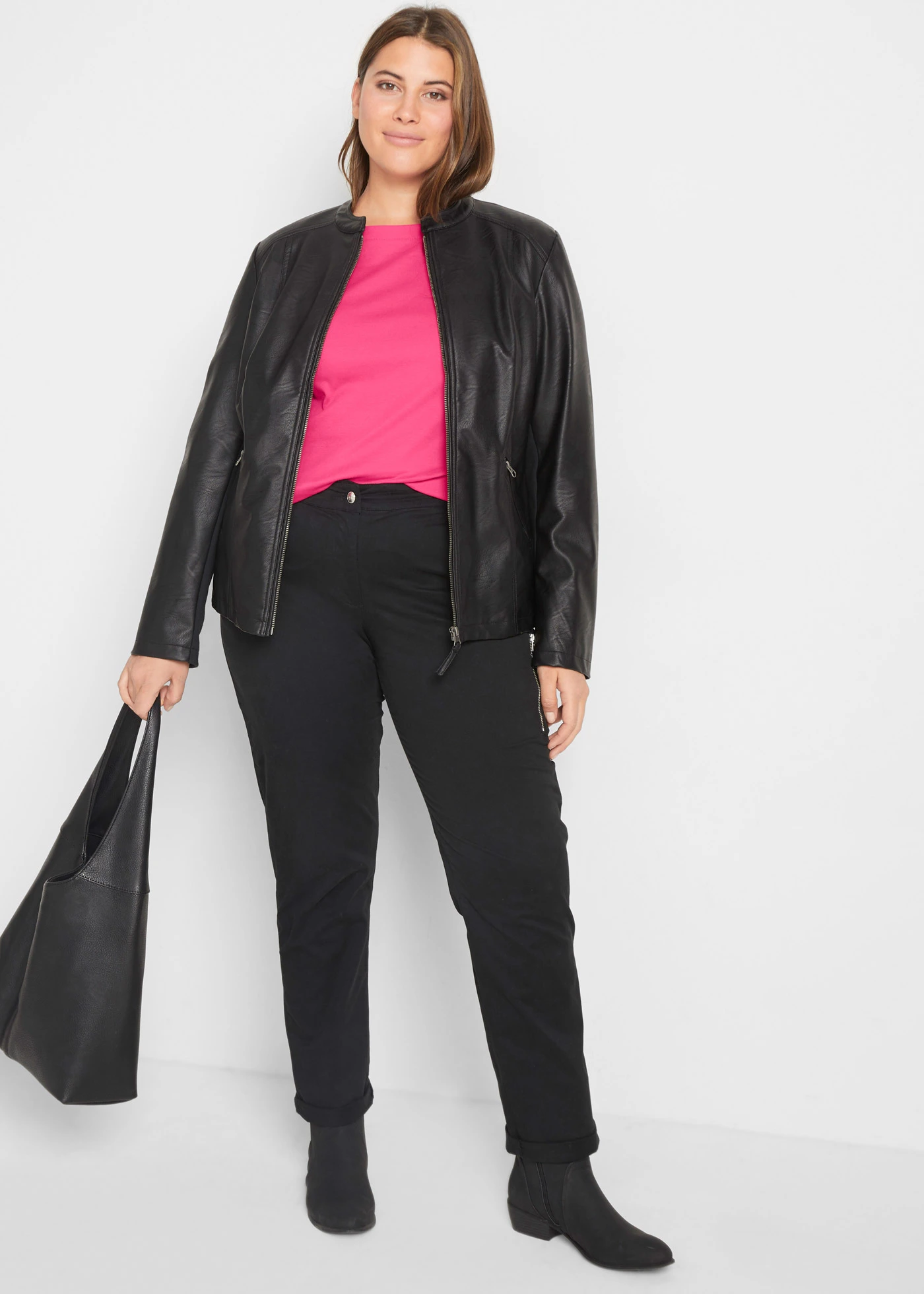 Triko s dlouhým rukávem, z čisté organické bavlny • tmavě pink plus size • bonprix obchod