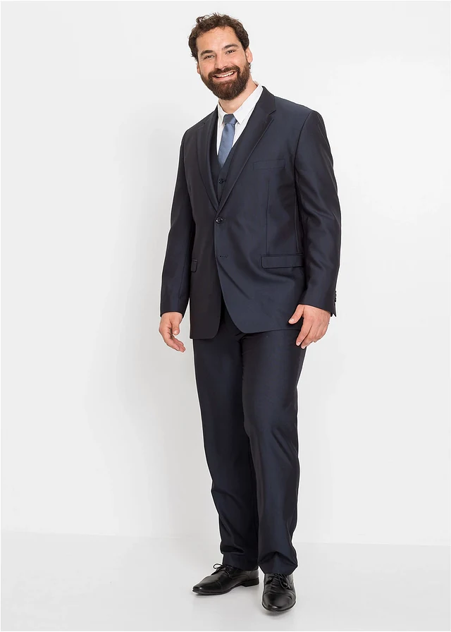 Costume 4 pièces avec gilet et cravate, regular, Couleur: bleu foncé