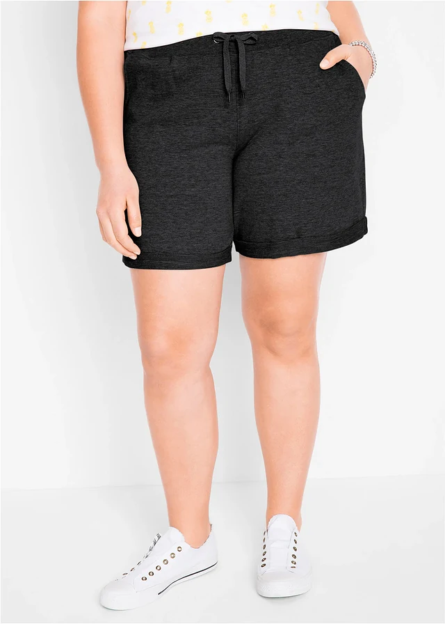 Short en molleton 100% coton, Couleur: noir