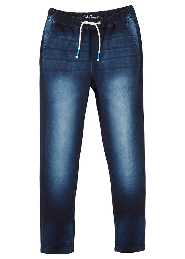Pantalon jogger droit effet denim, Regular
