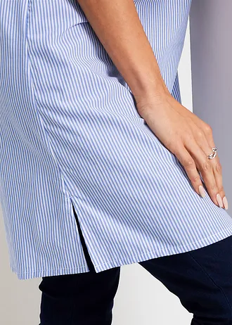 Košilové šaty z čisté bavlny • bílo-perleťová modrá s proužky • bonprix obchod