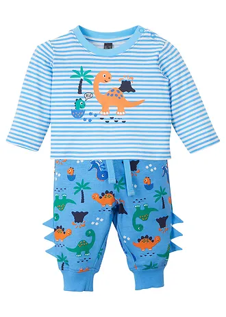 Baby longsleeve en sweatpants (2-dlg. set) van biologisch katoen • babyblauw • bonprix online shop