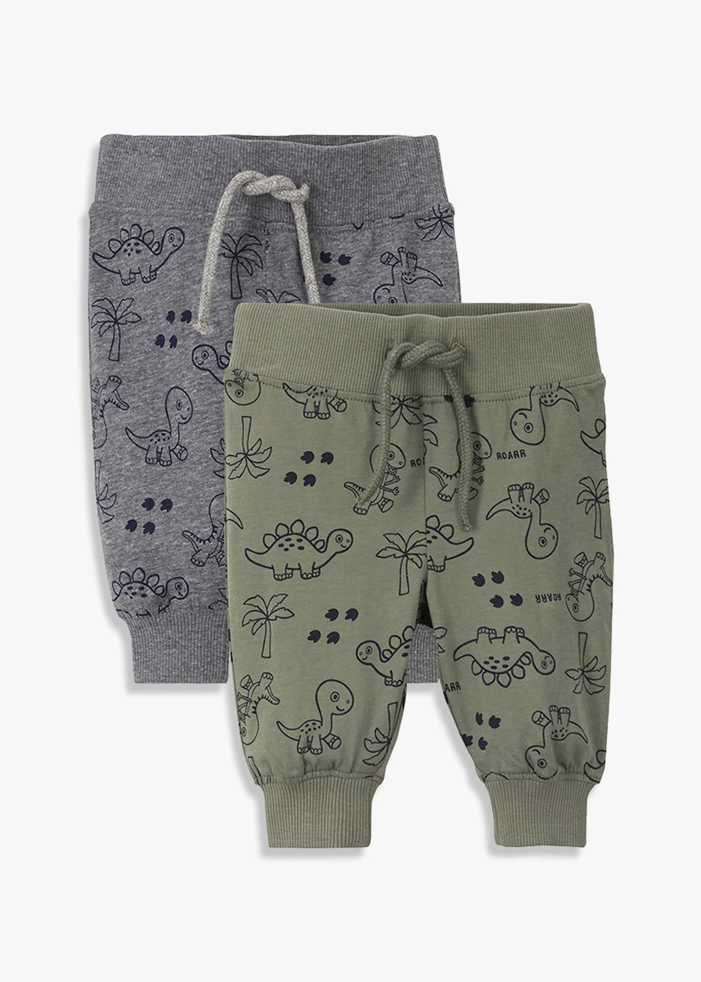 Baby shirtbroek van biologisch katoen (set van 2) • olijfgroen+grijs gemêleerd gedessineerd • bonprix online shop