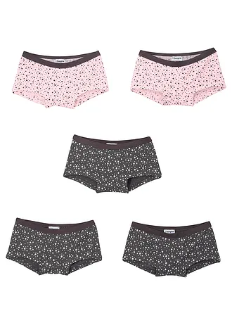 Lot de 5 culottes en coton doux et extensible, Couleur: gris ardoise+rose clair