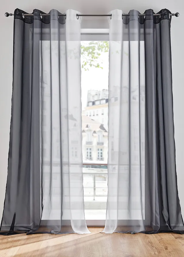 Perdea în degradeu cu poliester reciclat, la pachet dublu