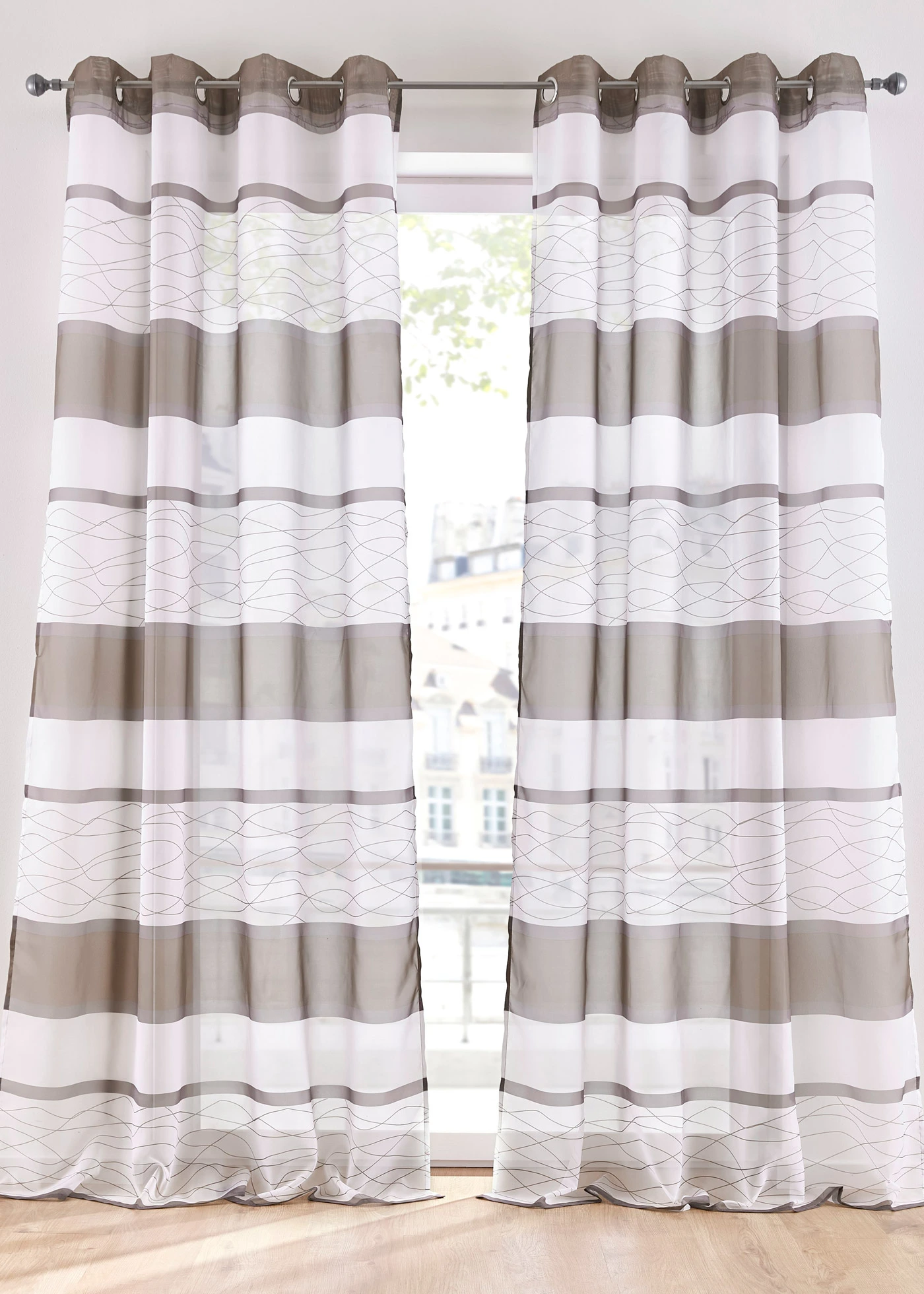 Voilage avec polyester recyclé (1 pce) • taupe • Boutique bonprix