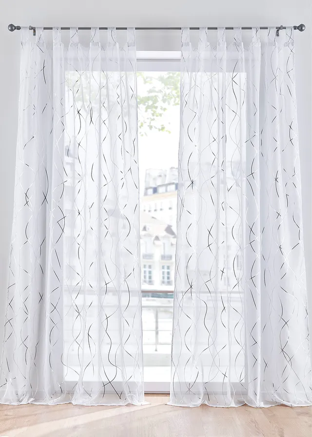 Voilage à imprimé brillant (1 pce) • blanc-argenté • Boutique bonprix