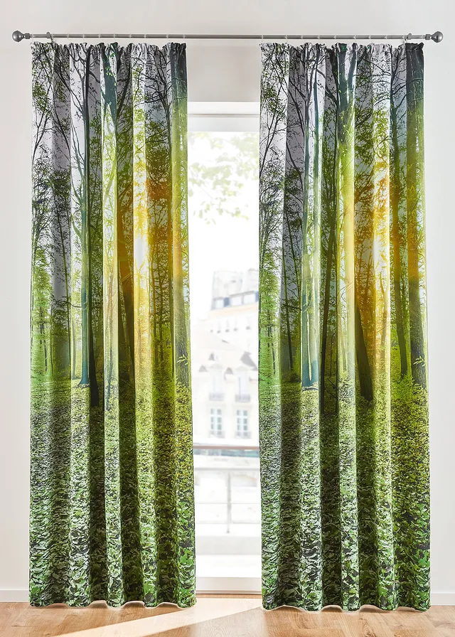 Draperie opacă cu imprimeu pădure (1 buc.)