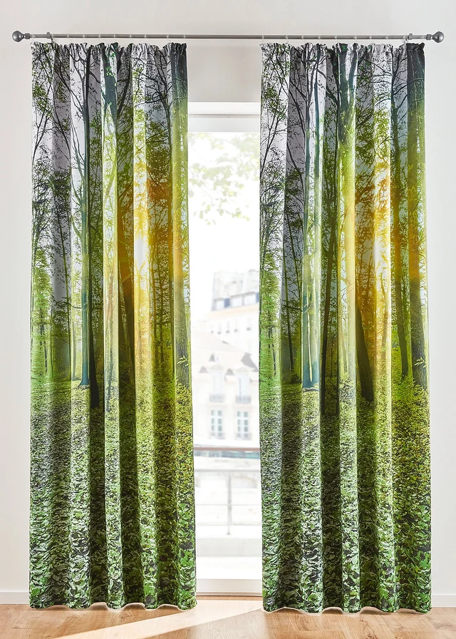 Panneau obscurcissant imprimé forêt (1 pce), Couleur: vert forêt