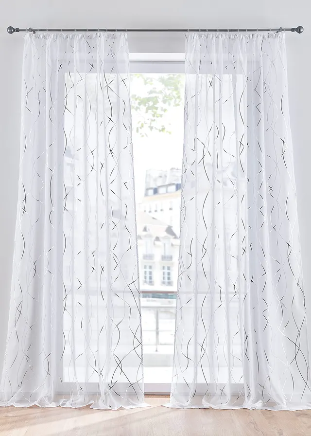 Perdea cu imprimeu lucios, cu poliester reciclat (1 buc.)