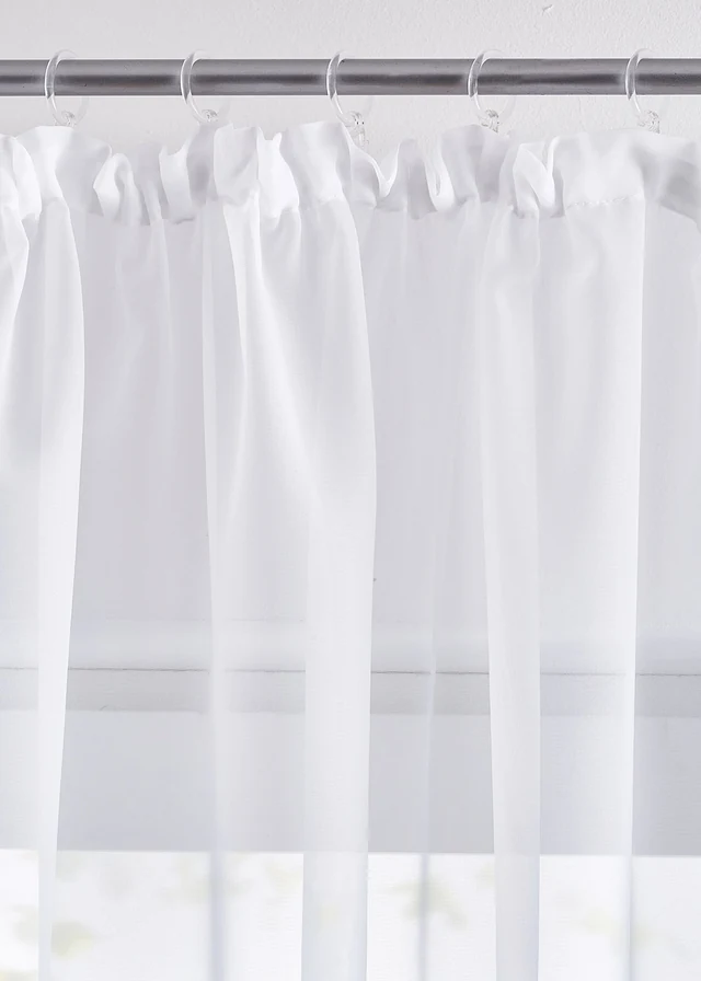 Store voilage avec ruban satin, Couleur: blanc-crème