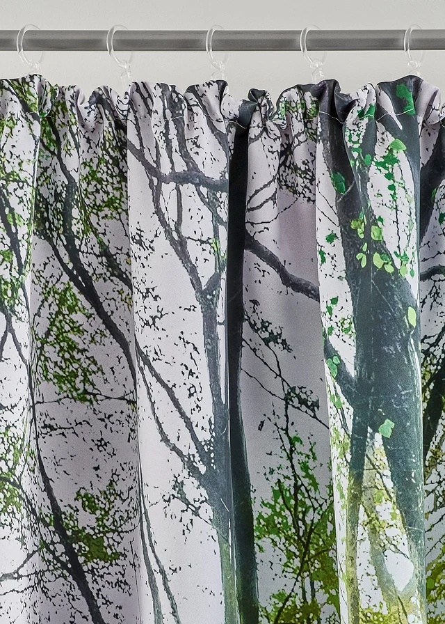 Verduisterend gordijn met bos (1 stuk), Kleur: groen