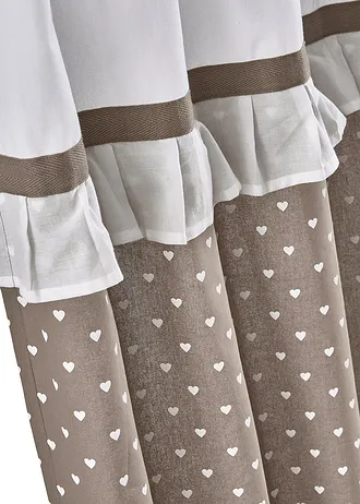 Potištěný závěs z organické bavlny s řasícím páskem (1 ks), barva: hnědošedá