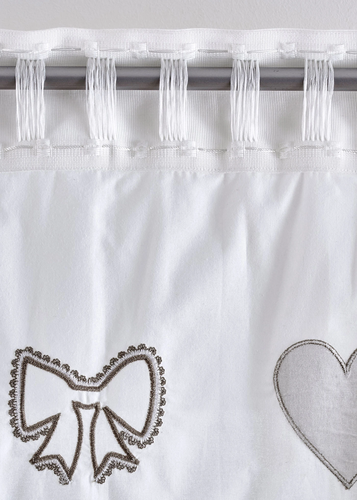 Draperie din bumbac organic, cu bentiță de drapare (1 buc.) • gri-bej • magazin bonprix