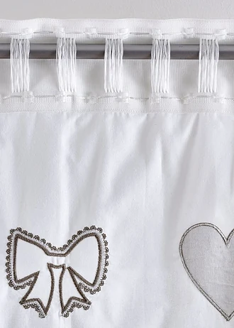 Draperie din bumbac organic, cu bentiță de drapare (1 buc.) • gri-bej • magazin bonprix