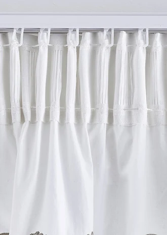 Draperie din bumbac organic, cu bentiță de drapare (1 buc.) • gri-bej • magazin bonprix