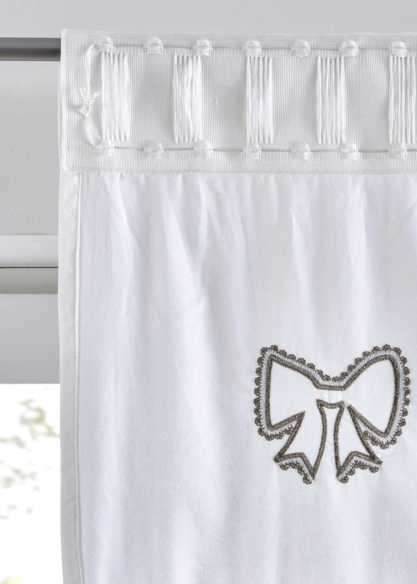 Draperie din bumbac organic, cu bentiță de drapare (1 buc.) • gri-bej • magazin bonprix