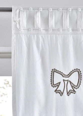 Draperie din bumbac organic, cu bentiță de drapare (1 buc.) • gri-bej • magazin bonprix