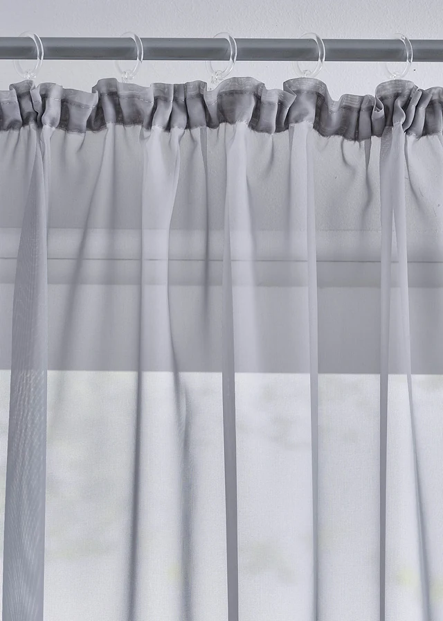 Gordijn van lichte voile (2 stuks), Kleur: zilverkleur