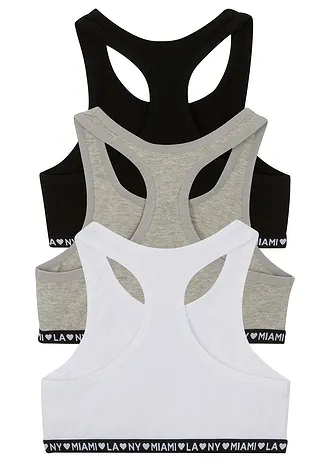 Bralette met zacht katoen (set van 3) • zwart wit lichtgrijs gemêleerd • bonprix online shop