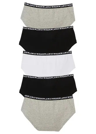 Chilot panty cu bumbac moale (set/5 buc.), culoare: negru / alb / gri deschis marmorat