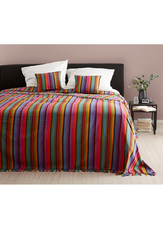 Lot de 2 housses de coussin rayées, Couleur: multicolore