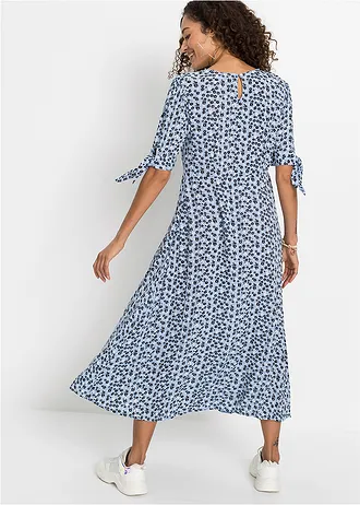 Robe midi, Couleur: bleu perle fleurs