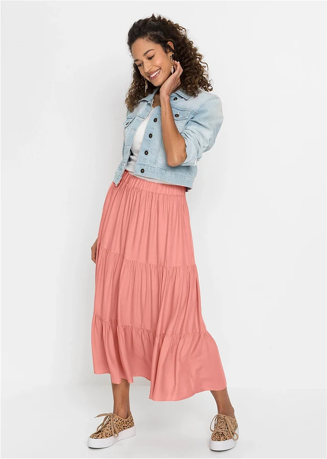 Crinkle midi rok van viscose • rookkoraal • product-page.page-title-suffix