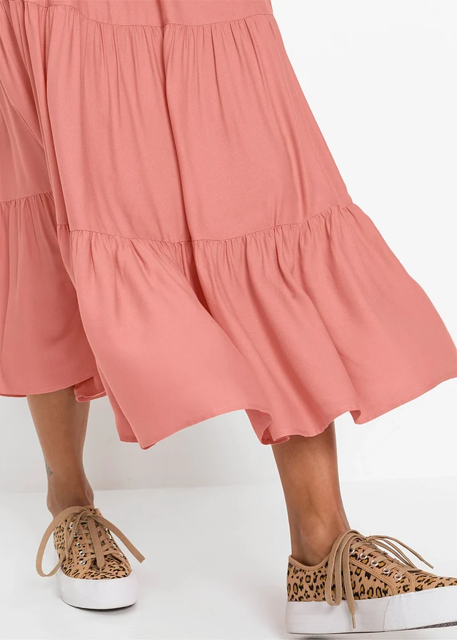 Crinkle midi rok van viscose • rookkoraal • product-page.page-title-suffix