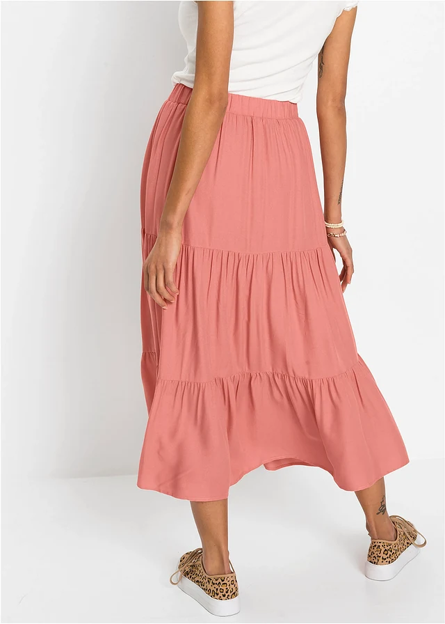 Crinkle midi rok van viscose • rookkoraal • product-page.page-title-suffix