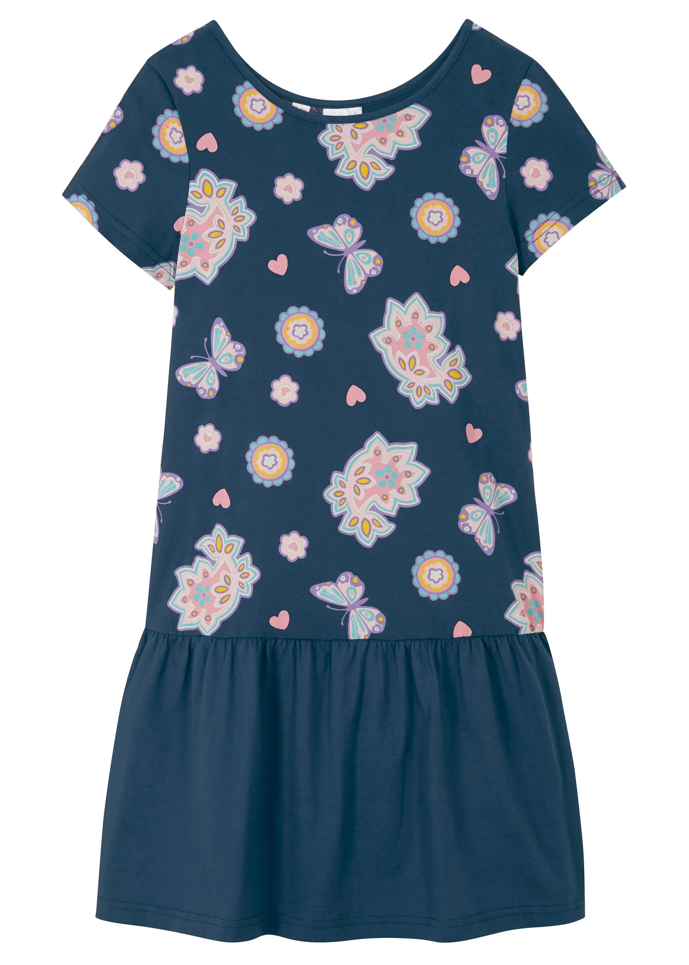 Šaty z čisté organické bavlny • tmavě modrá s květy • bonprix obchod