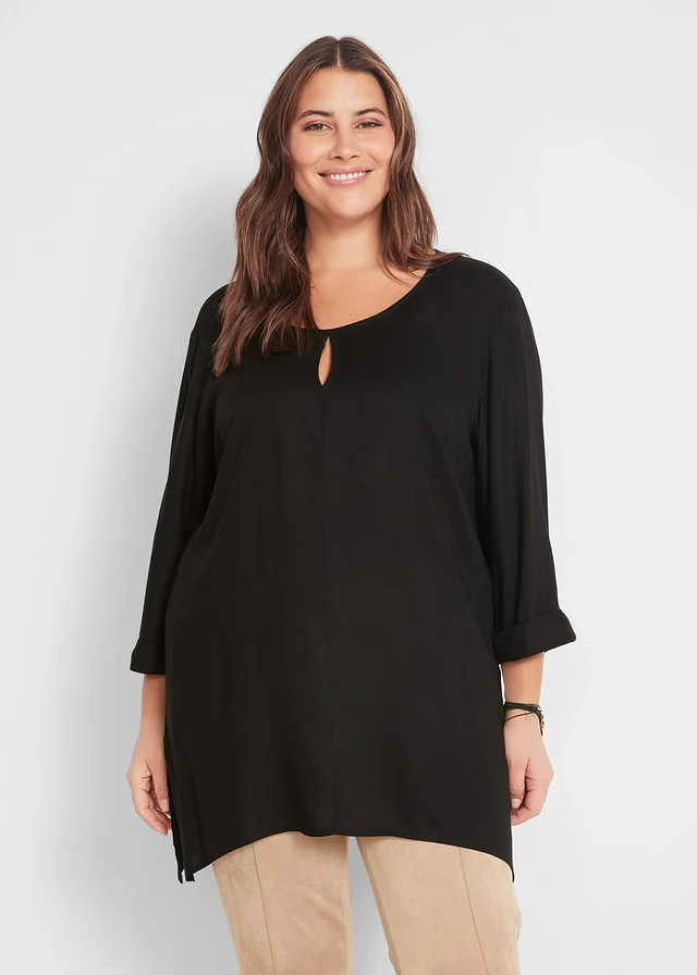 Blouse van viscose, Kleur: zwart