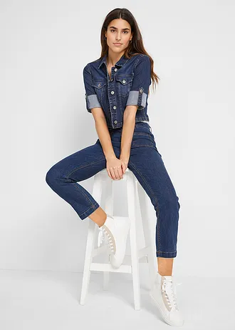 Krátká džínová bunda s 3/4 rukávy, barva: tmavě modrý denim