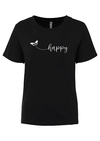 T-shirt van katoen, Kleur: zwart